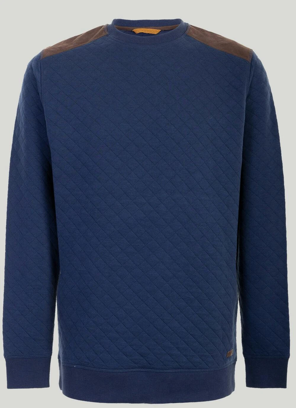 Crew Neck Suede Trim Sweatshirt 1 Crew Neck Suede Trim Sweatshirt