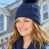 Navy Cable Knit Hat