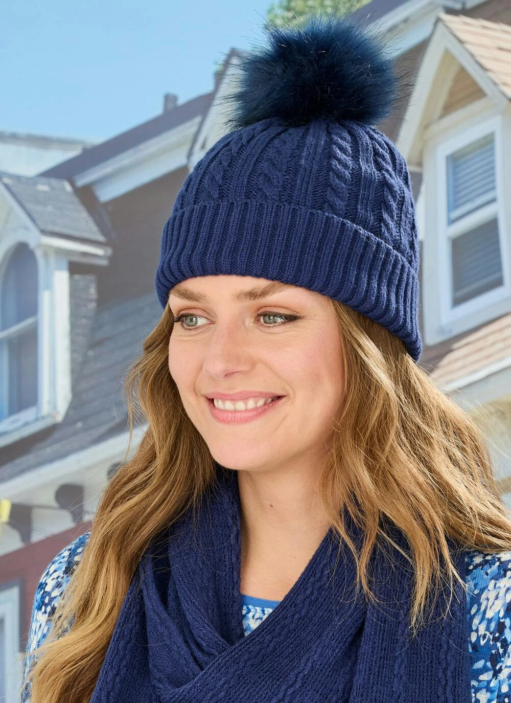 Navy Cable Knit Hat 1 Navy Cable Knit Hat