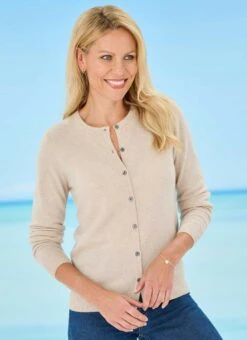 Pure Cashmere Classic Crew Neck Cardigan