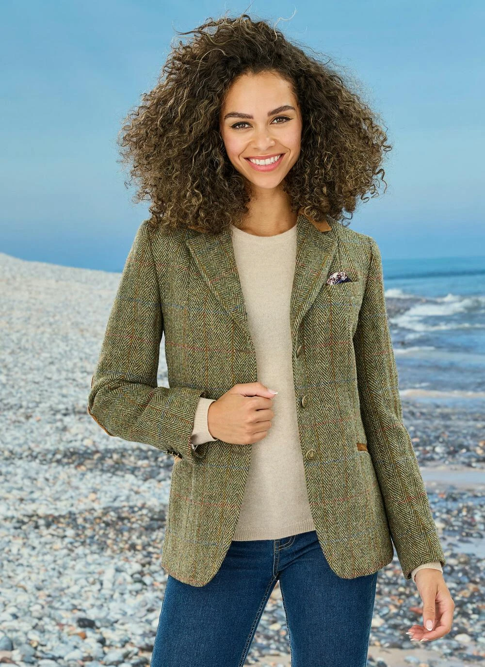 Uist Green Overcheck HARRIS TWEED® Ladies' Jacket 1 Uist Green Overcheck HARRIS TWEED® Ladies' Jacket