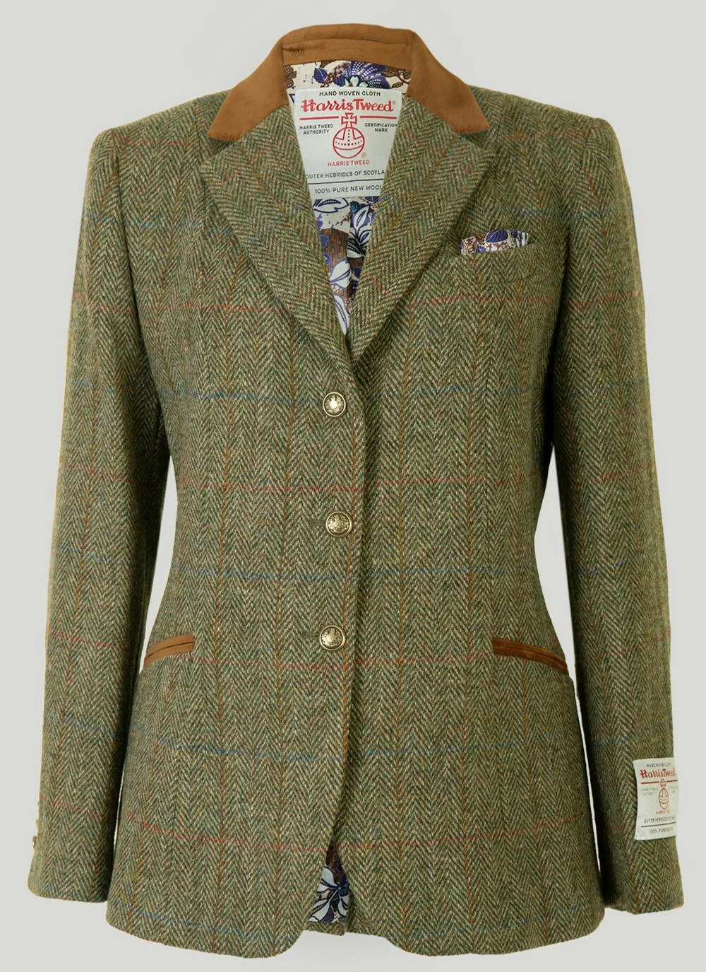 Uist Green Overcheck HARRIS TWEED® Ladies' Jacket 2 Uist Green Overcheck HARRIS TWEED® Ladies' Jacket - Image 2