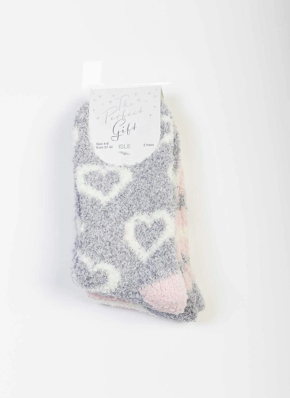 2 Pack Grey / Pink Snowsoft Socks 1 2 Pack Grey / Pink Snowsoft Socks