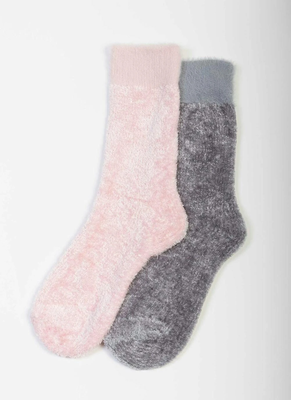 2 Pack Grey / Pink Velvet Socks 1 2 Pack Grey / Pink Velvet Socks