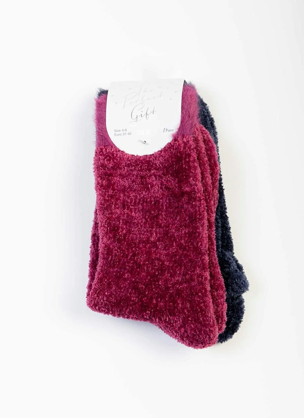 2 Pack Raspberry / Navy Velvet Socks 2 2 Pack Raspberry / Navy Velvet Socks - Image 2