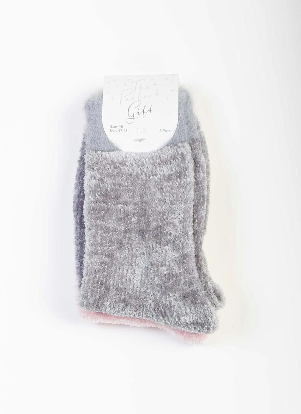 2 Pack Grey / Pink Velvet Socks 2 2 Pack Grey / Pink Velvet Socks - Image 2