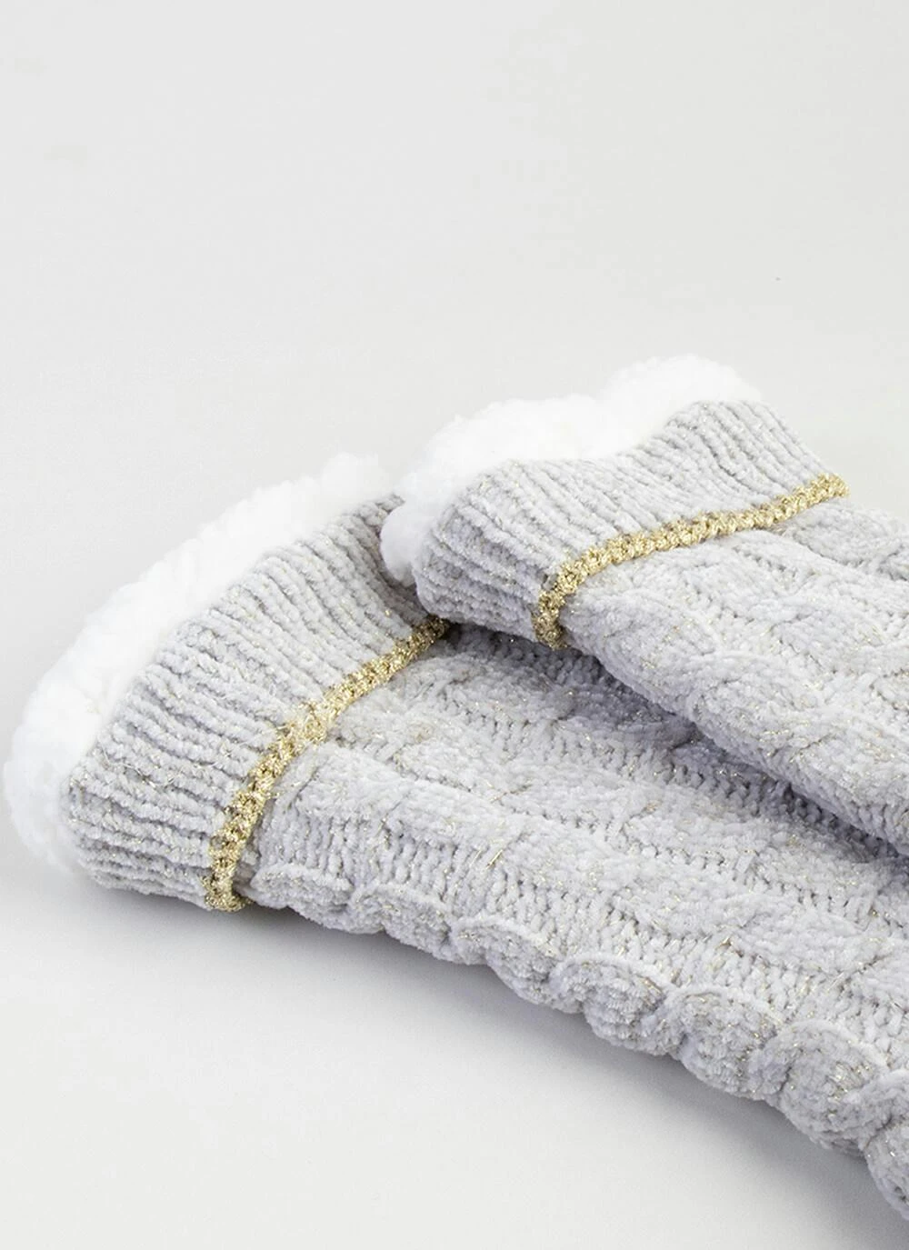 Grey Cable Chenille Slipper Socks 2 Grey Cable Chenille Slipper Socks - Image 2