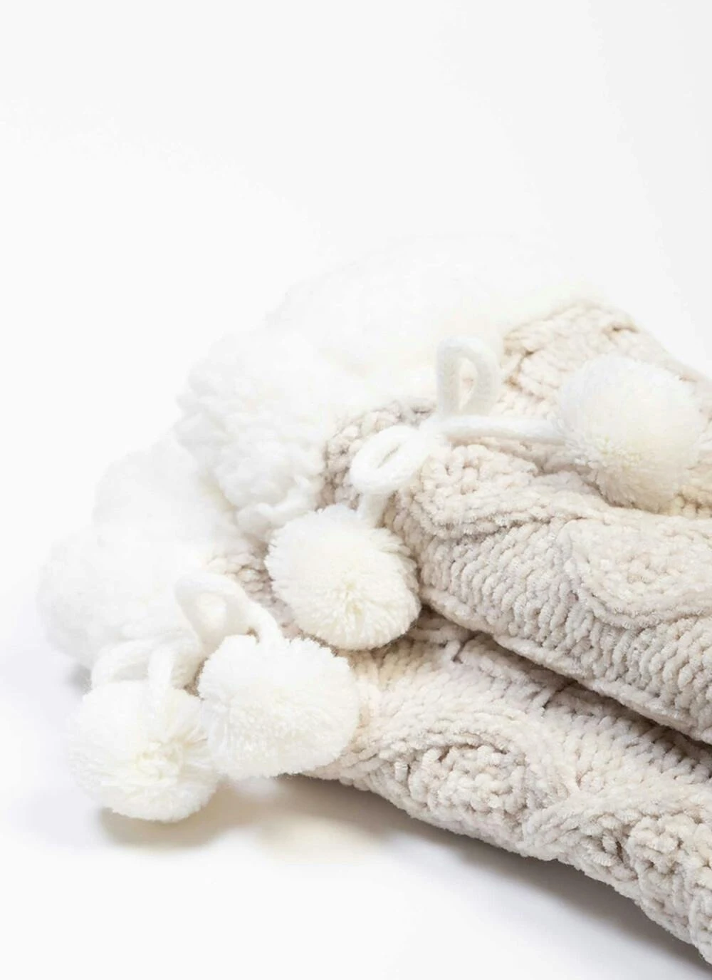 Natural Cable Chenille Slipper Socks 2 Natural Cable Chenille Slipper Socks - Image 2