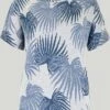 Linen Blend Jacquard Palm Leaf T-Shirt