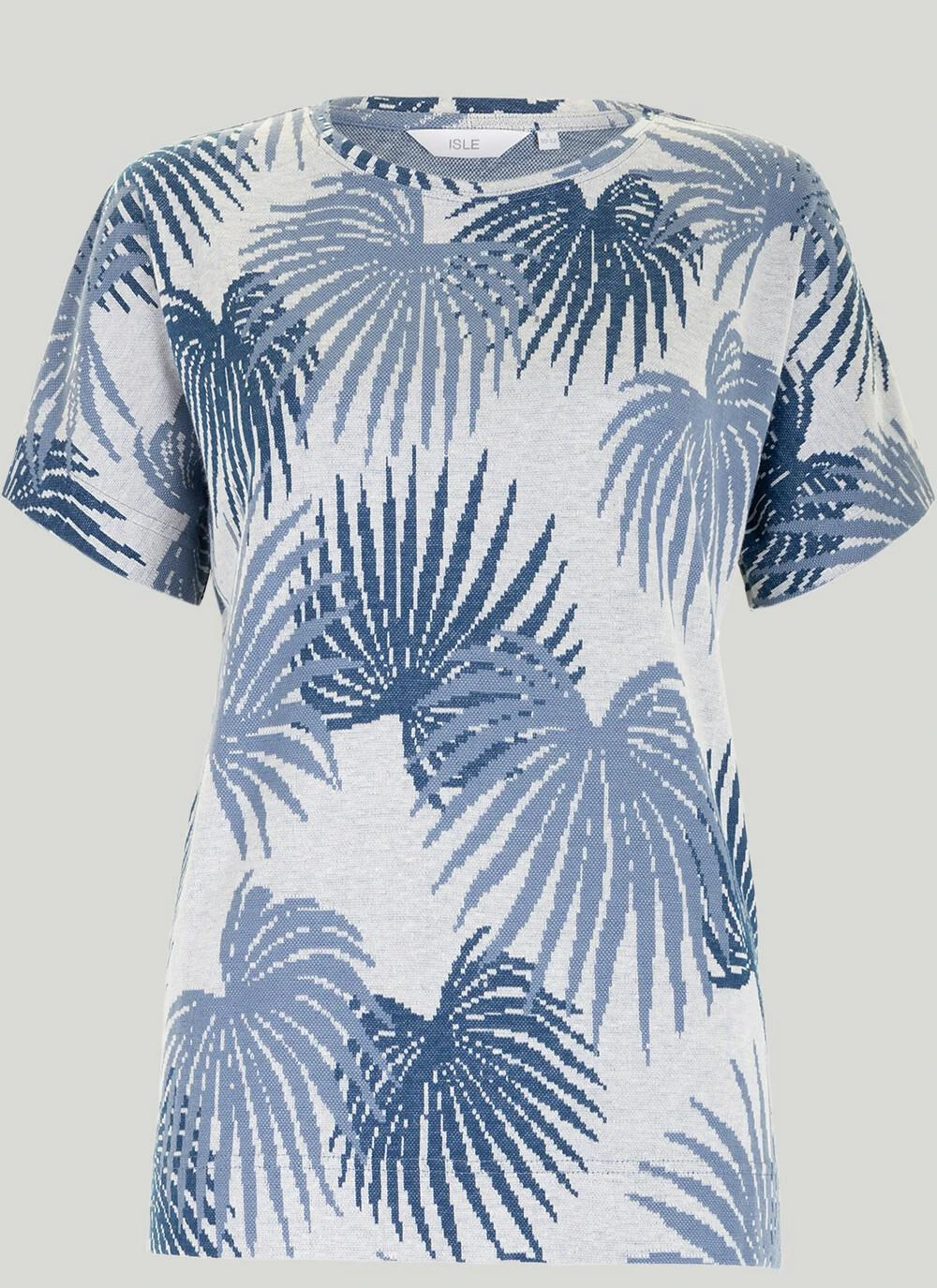 Linen Blend Jacquard Palm Leaf T-Shirt 1 Linen Blend Jacquard Palm Leaf T-Shirt