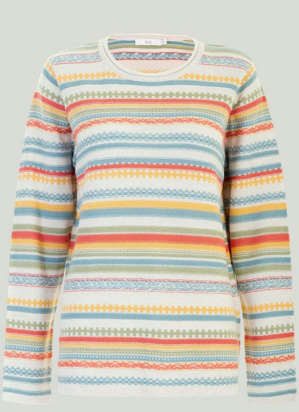 Textured Fairisle Crew Neck Jumper 2 Textured Fairisle Crew Neck Jumper - Image 2