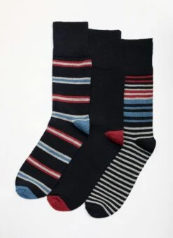 3 Pack Stripe Bamboo Blend Socks