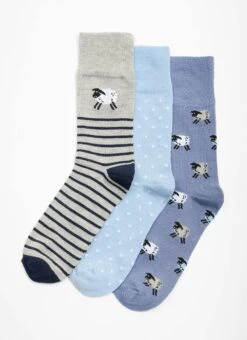 3 Pack Sheep / Spot Bamboo Blend Socks