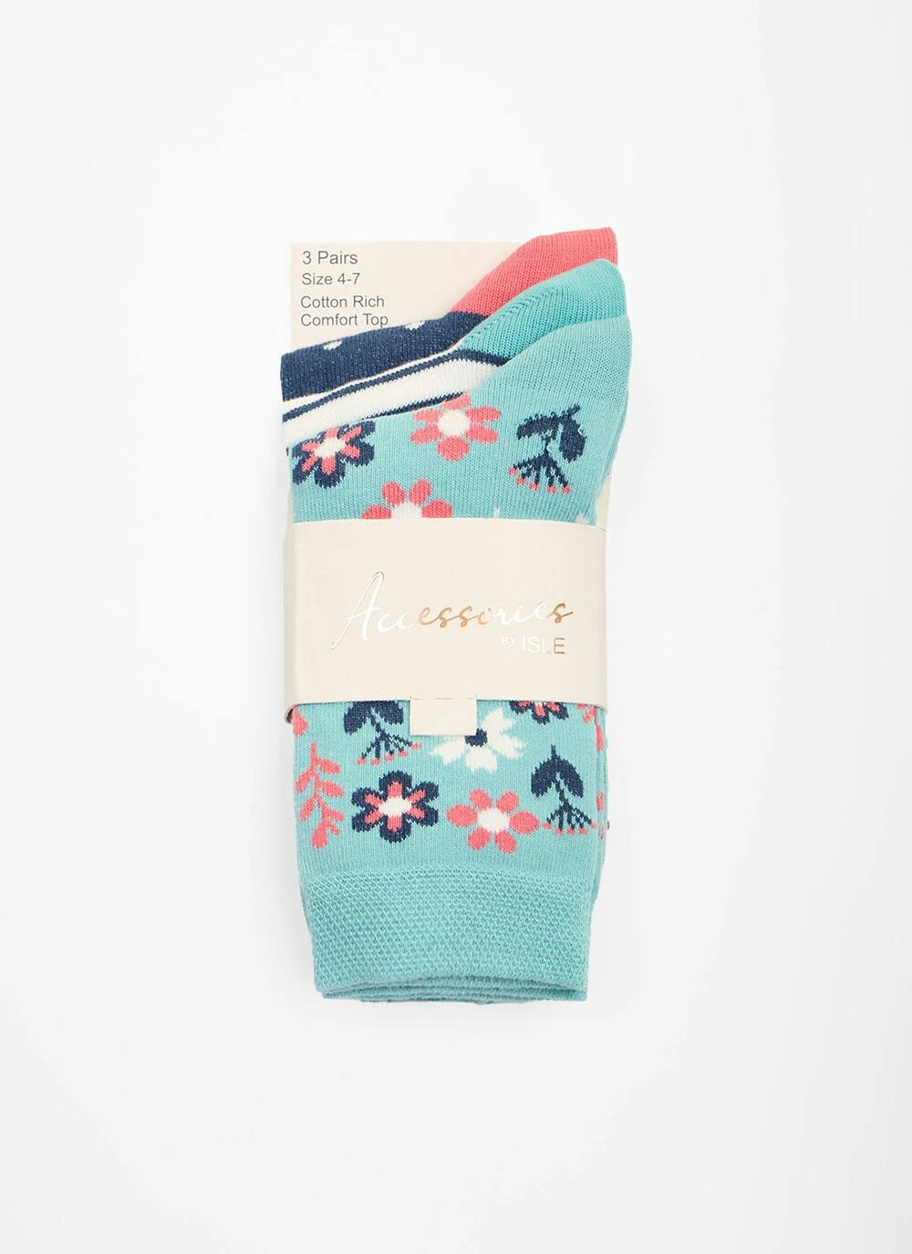 3 Pack Floral / Stripe / Spot Socks 2 3 Pack Floral / Stripe / Spot Socks - Image 2