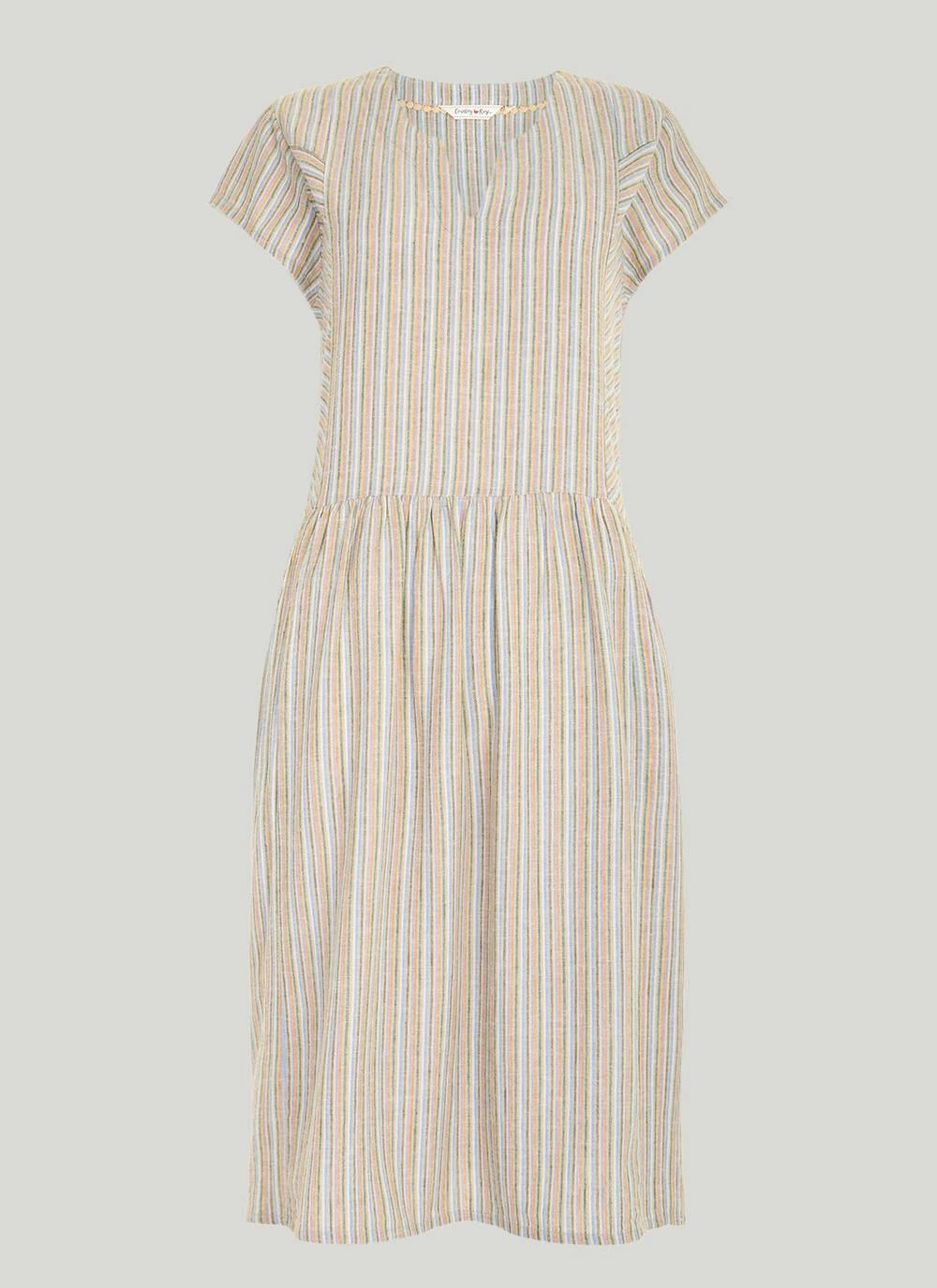 Linen Blend Stripe Midi Dress 3 Linen Blend Stripe Midi Dress - Image 3