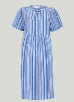 Linen Blend Striped Midi Dress 7 Linen Blend Striped Midi Dress -The Edinburgh Woollen Mill 60883pvl d7c955f839f777b