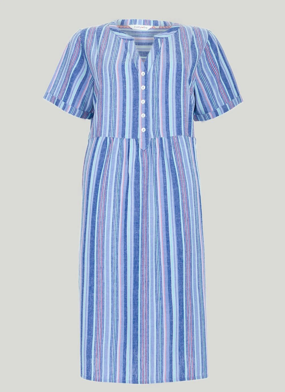Linen Blend Striped Midi Dress 3 Linen Blend Striped Midi Dress - Image 3