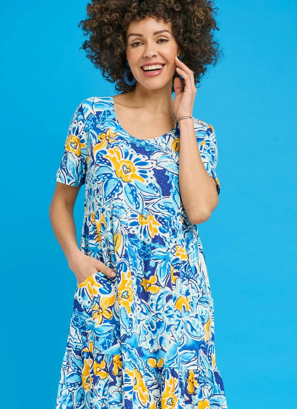 Linen Blend Tiered Shift Dress 2 Linen Blend Tiered Shift Dress - Image 2