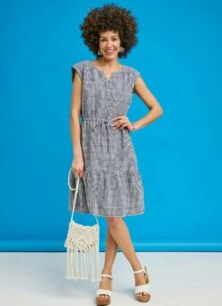 Pure Cotton Tiered Check Dress