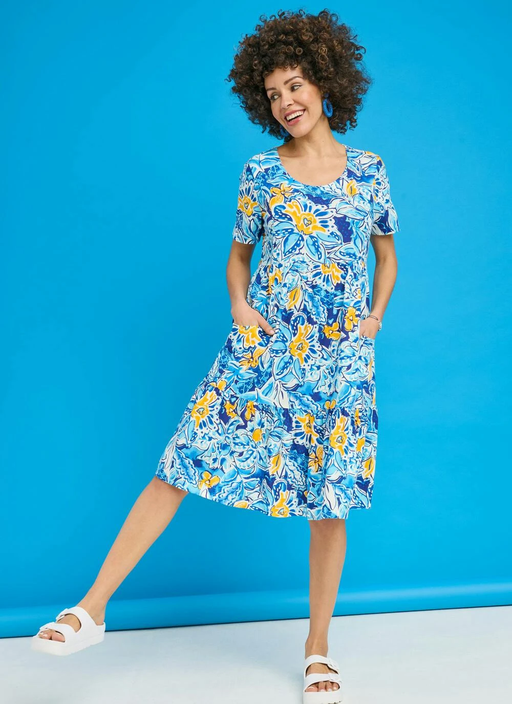 Linen Blend Tiered Shift Dress 1 Linen Blend Tiered Shift Dress