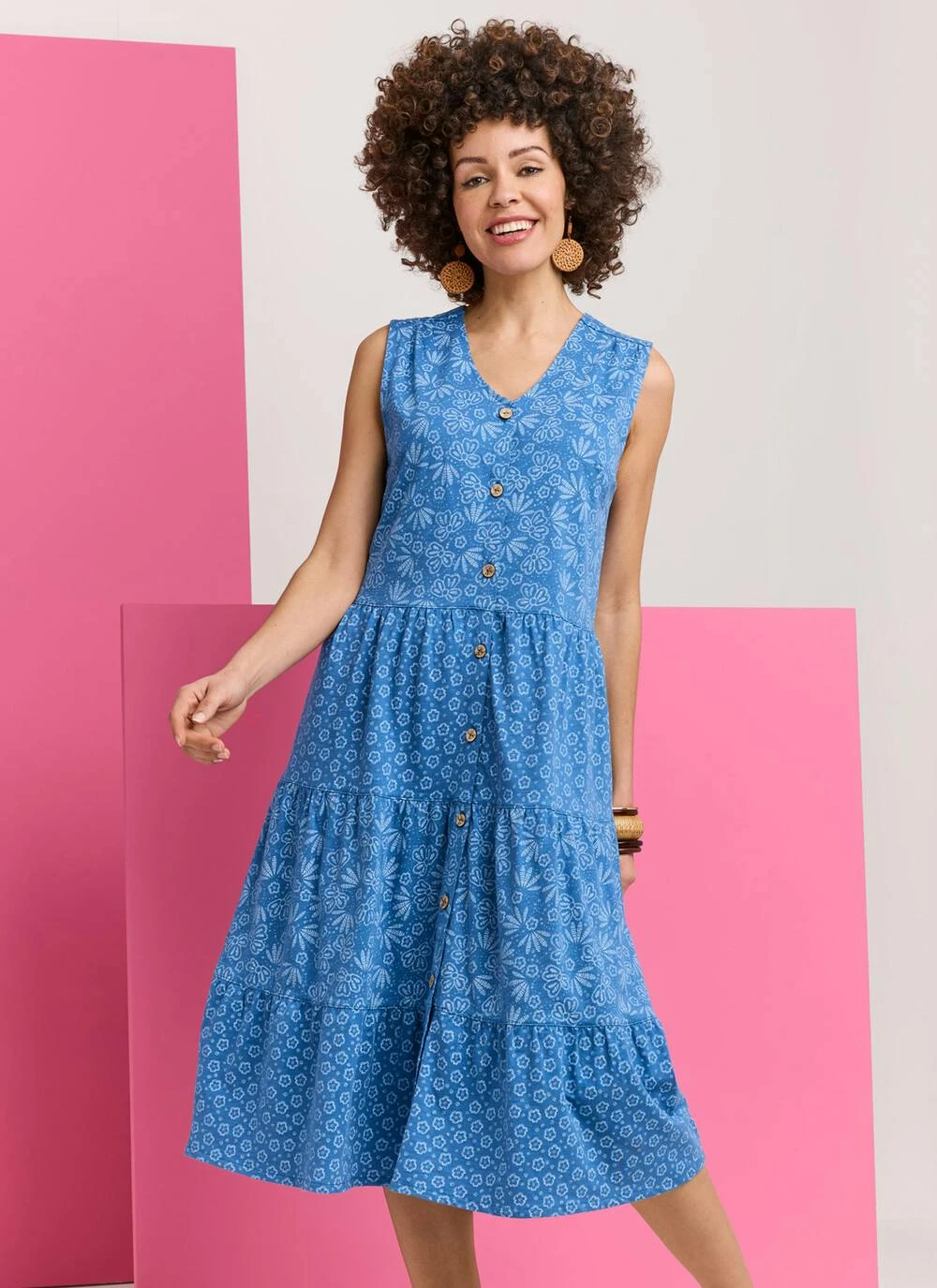 Pure Cotton Jersey Mixed Print Dress 2 Pure Cotton Jersey Mixed Print Dress - Image 2