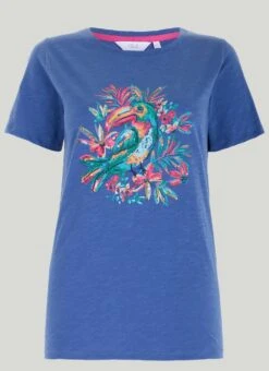 Pure Cotton Toucan Embellished T-Shirt -The Edinburgh Woollen Mill 61185pvl a1ef5a82098d391