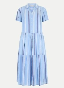 Textured Stripe Shirt Dress