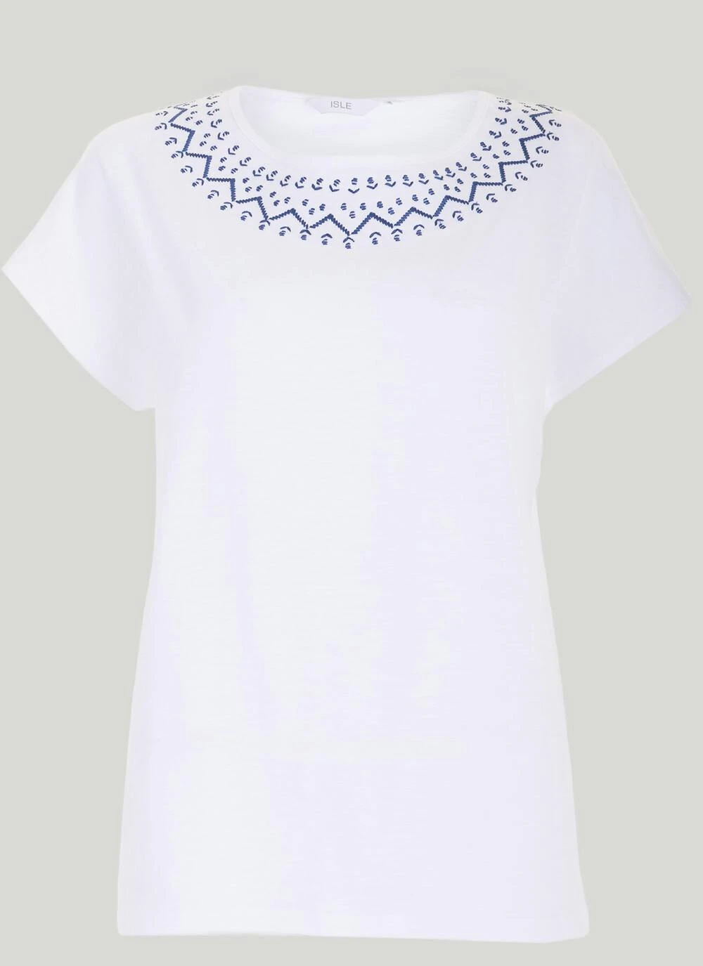 Pure Cotton Embroidered Neck T-Shirt 2 Pure Cotton Embroidered Neck T-Shirt - Image 2