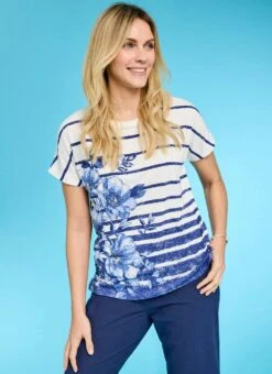 Striped Border Print T-Shirt