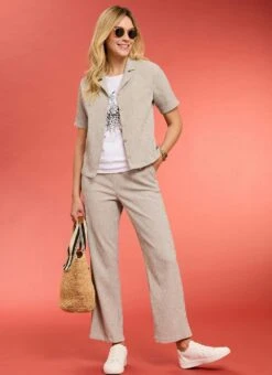 Pull On Crinkle Texture Trouser