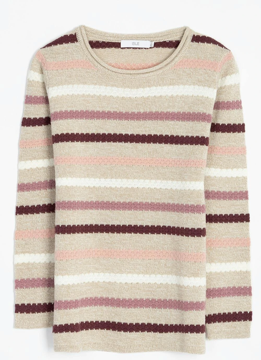 Textured Stitch Striped Crew Neck Jumper 1 Textured Stitch Striped Crew Neck Jumper