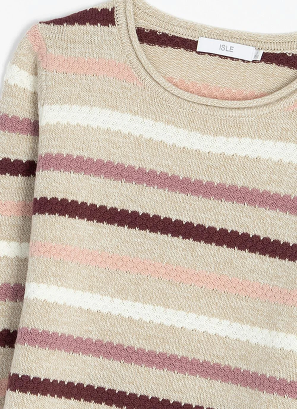 Textured Stitch Striped Crew Neck Jumper 2 Textured Stitch Striped Crew Neck Jumper - Image 2