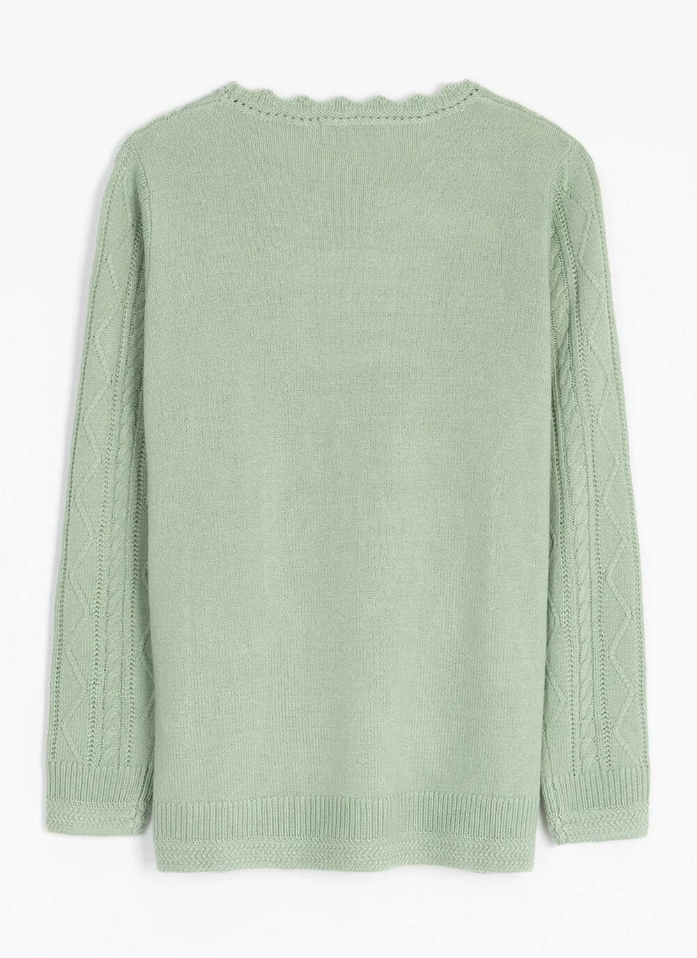 Cable Knit Scallop Edge Crew Neck Jumper 6 Cable Knit Scallop Edge Crew Neck Jumper - Image 6