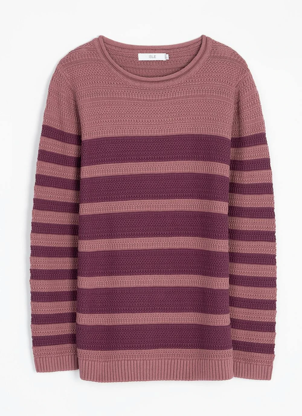 Pure Cotton Textured Crew Neck Striped Jumper 1 Pure Cotton Textured Crew Neck Striped Jumper