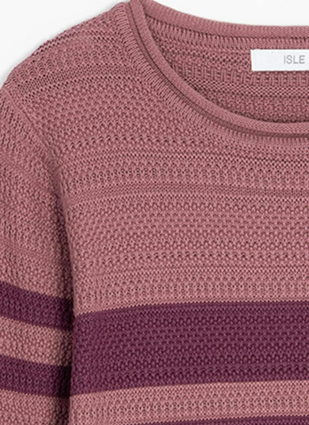 Pure Cotton Textured Crew Neck Striped Jumper 2 Pure Cotton Textured Crew Neck Striped Jumper - Image 2