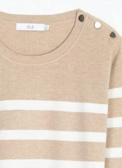Button Detail Striped Crew Neck Jumper -The Edinburgh Woollen Mill 62225pvl eb3142c7ee02532