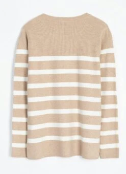 Button Detail Striped Crew Neck Jumper -The Edinburgh Woollen Mill 62227pvl bbab75d306a5075