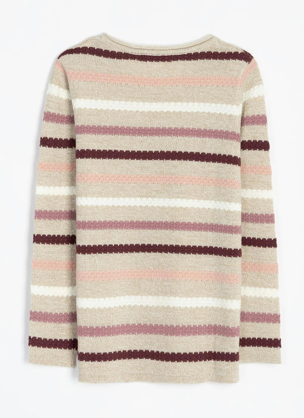 Textured Stitch Striped Crew Neck Jumper 4 Textured Stitch Striped Crew Neck Jumper - Image 4