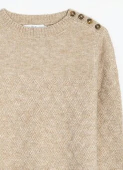 Button Detail Textured Crew Neck Jumper -The Edinburgh Woollen Mill 62315pvl 0468d367cb4509e