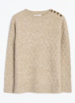 Button Detail Textured Crew Neck Jumper -The Edinburgh Woollen Mill 62344pvl fda98f4d2244884