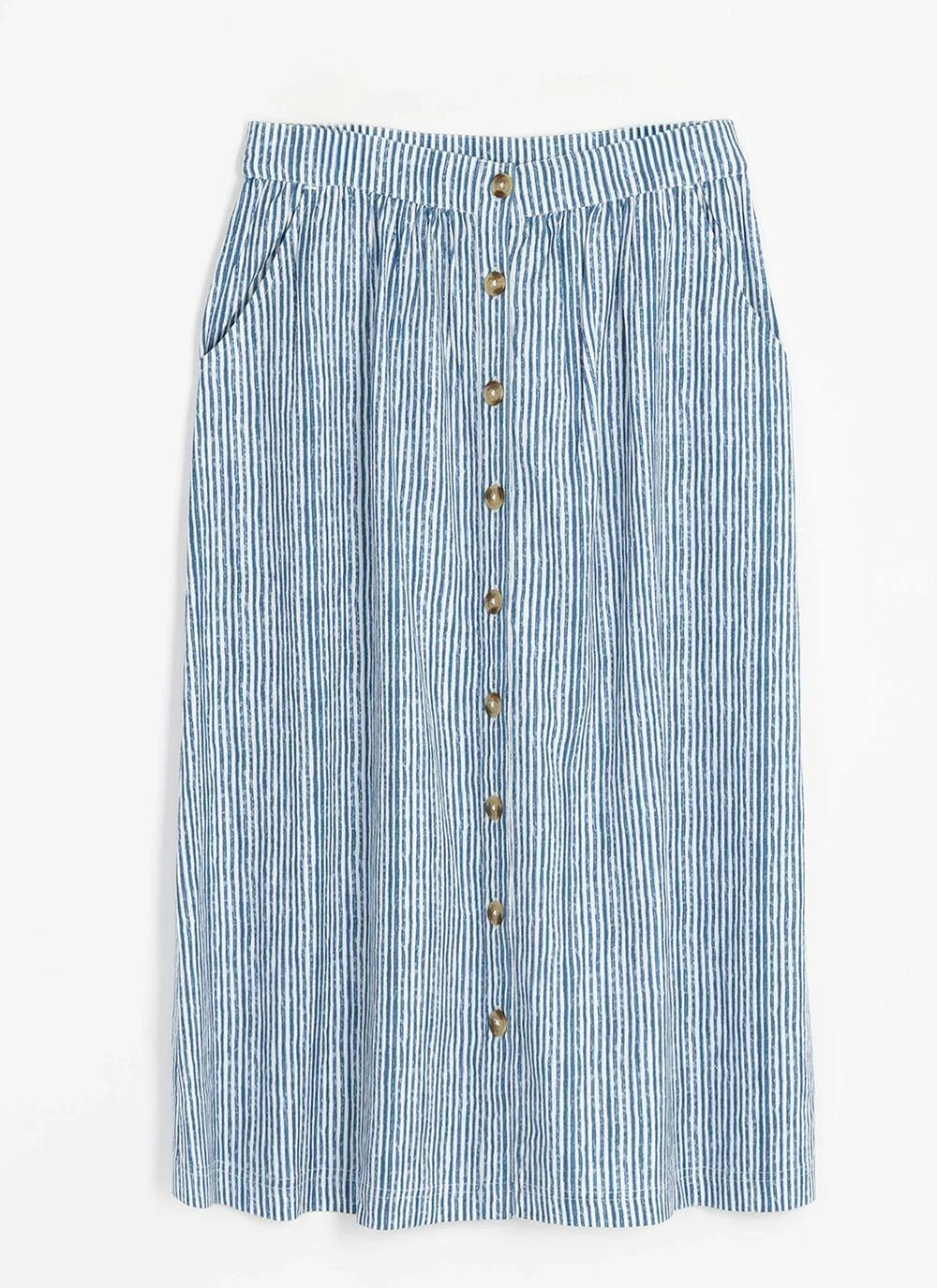 Linen Blend Stripe Midi Skirt 1 Linen Blend Stripe Midi Skirt