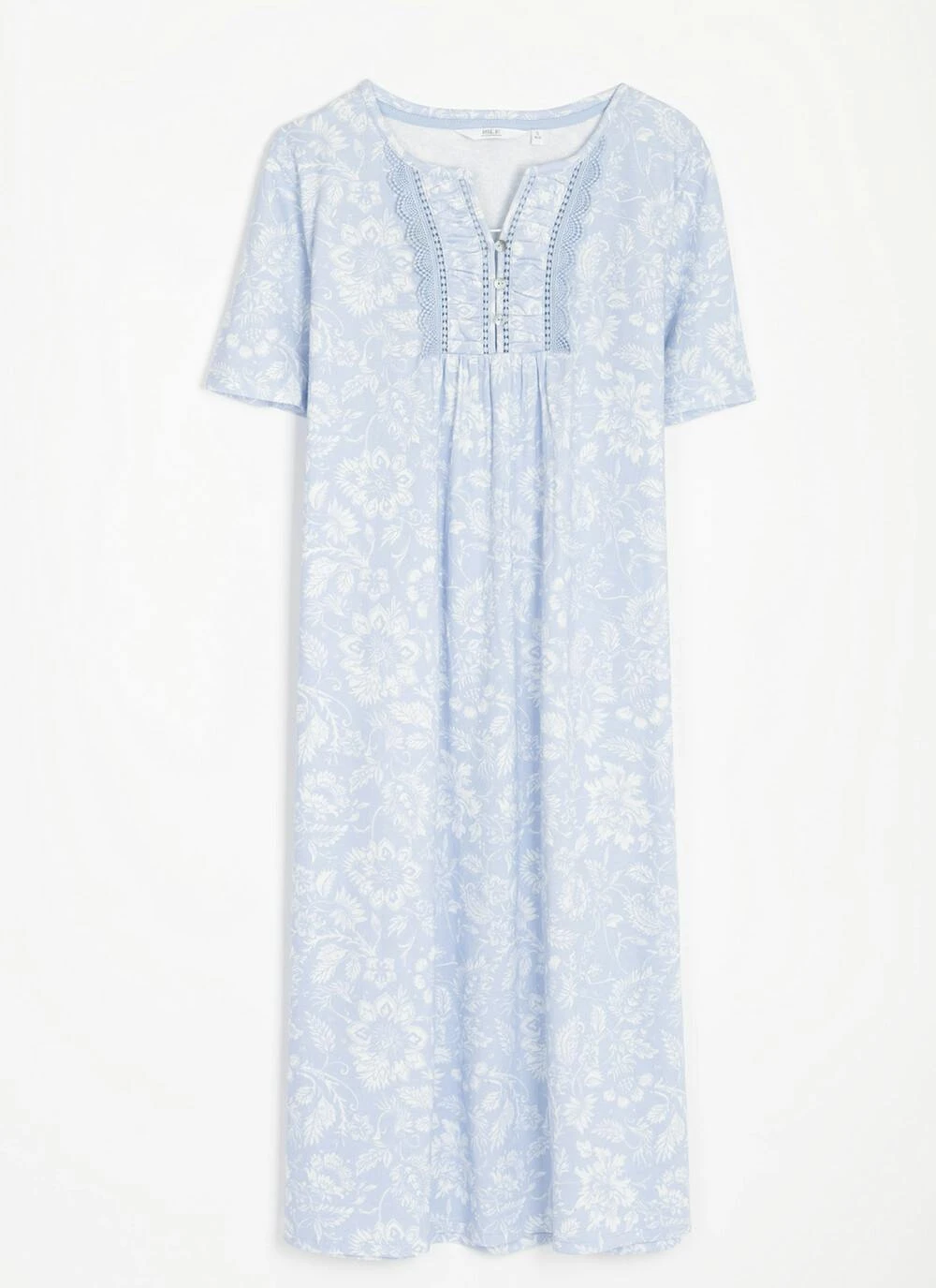 Pure Cotton Lace Trim Printed Nightdress 1 Pure Cotton Lace Trim Printed Nightdress