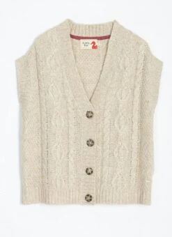 Wool Blend Cable Knit Waistcoat -The Edinburgh Woollen Mill 62882pvl 639b1aaa185fc12