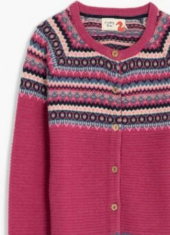 Wool Blend Crew Neck Fairisle Cardigan -The Edinburgh Woollen Mill 62907pvl be6715bbe8c6d3c