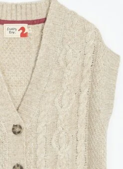 Wool Blend Cable Knit Waistcoat -The Edinburgh Woollen Mill 62915pvl adf67a1bc62edbb