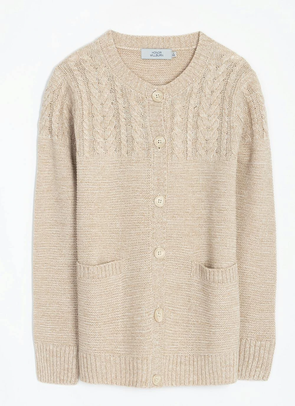 Textured Knit Crew Neck Cardigan 3 Textured Knit Crew Neck Cardigan - Image 3