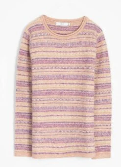 Textured Striped Crew Neck Jumper
