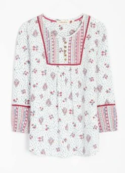 Pure Cotton Printed Pintuck Blouse -The Edinburgh Woollen Mill 63032pvl 46ec4bae037645d