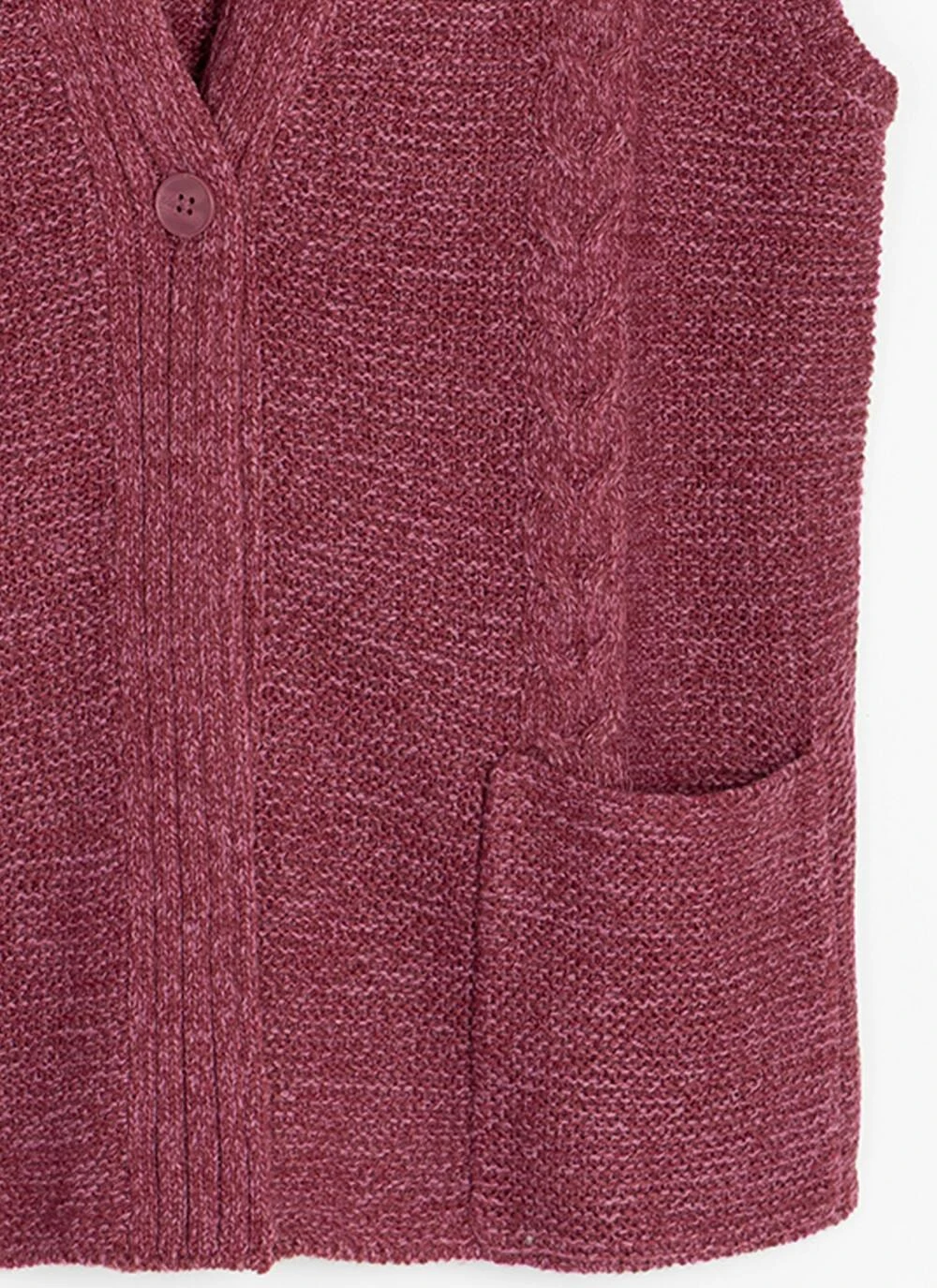 Single Cable Knit V- Neck Waistcoat 5 Single Cable Knit V- Neck Waistcoat - Image 5