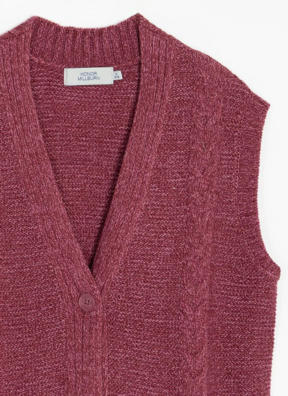 Single Cable Knit V- Neck Waistcoat 4 Single Cable Knit V- Neck Waistcoat - Image 4